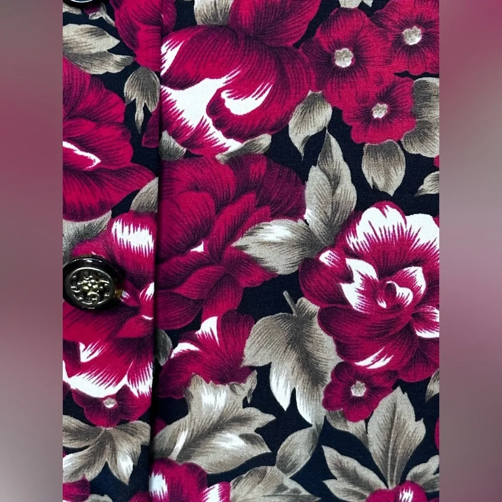 Vintage Volup Leslie Fay Women's Petite Floral Dress Size 16WP - Picture 11 of 15